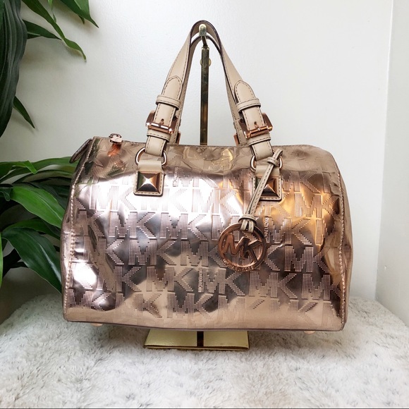 Michael Kors Handbags - Michael Kors MK Grayson Rose Gold Satchel Purse